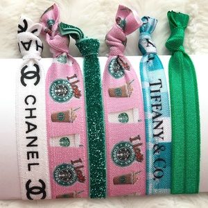 Set of 6 Fashion Fold Over Elastic Hair Ties